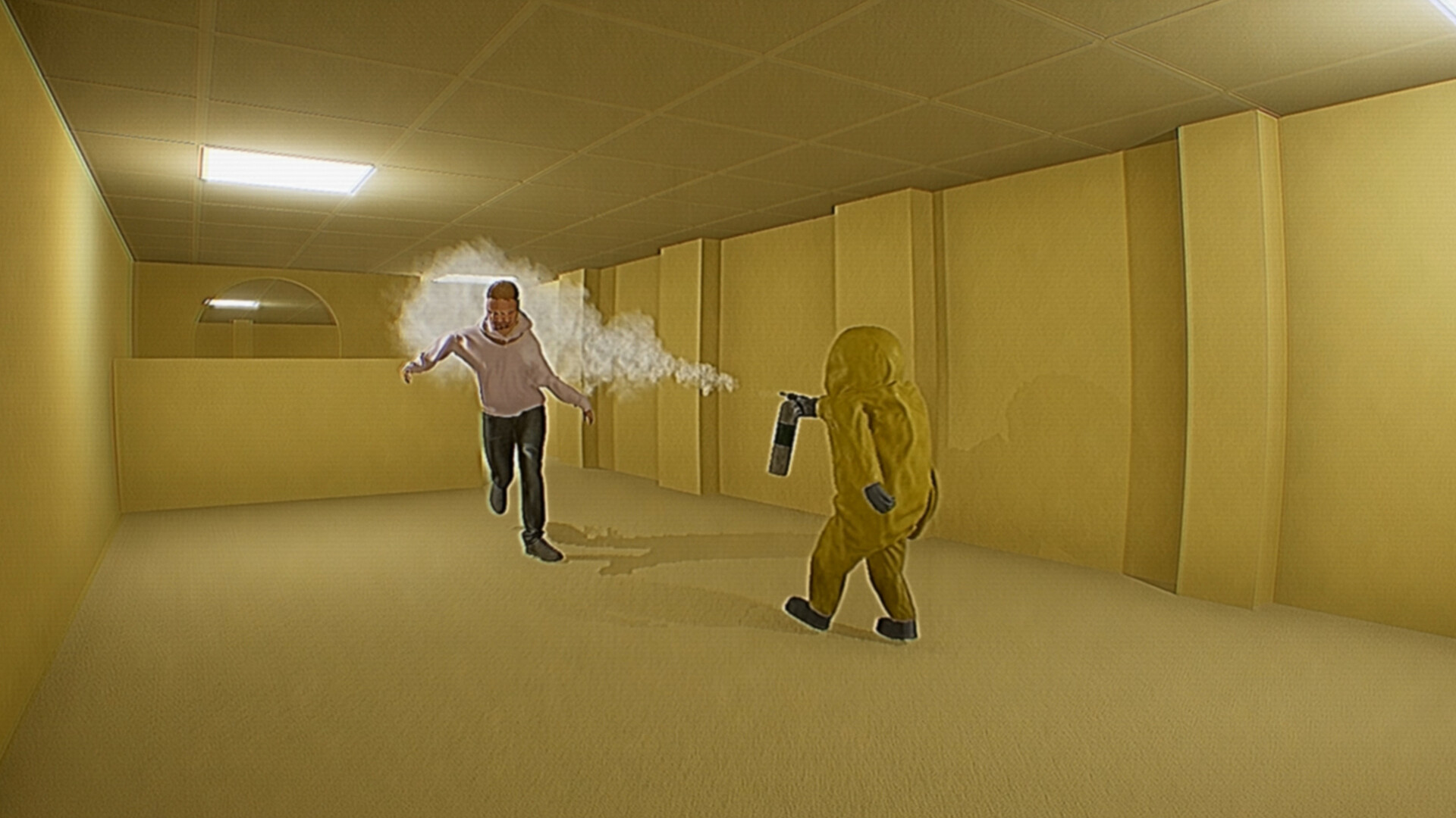 A tense moment in the complex